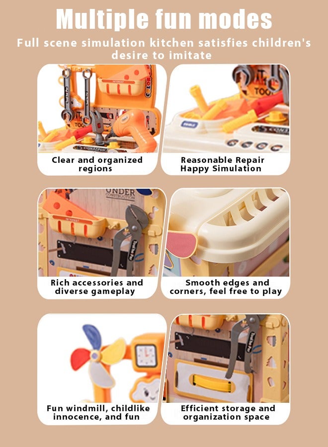 Kids Repair Tool Box,Kids Tool Set Pretend Play Disassembly,Creative Construction Engineering Building Block Games with Toy Drill and Screwdriver Tool Set,Simulated electric drill, screwdriver tool, - Image 3