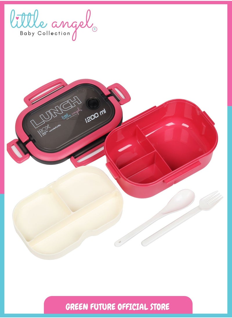 Little Angel Kids Bento Lunch Box 1200ml – Leak-Proof, Insulated, Eco-Friendly, with Compartments and Utensils – Ideal for School & Travel  - Image 2