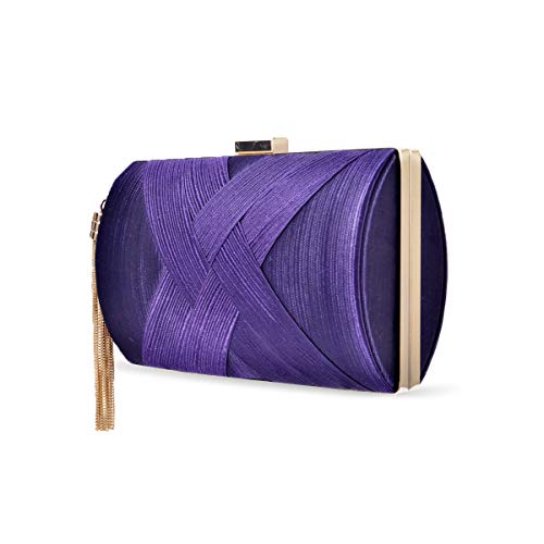 zebrum Womens Evening Clutch Bag Designer Evening Handbag Hand Bag,Lady Party Wedding Clutch Purse (Elegant Tassel-Purple) - Image 1