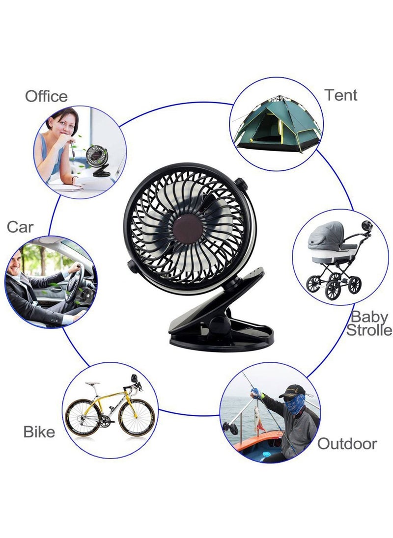 LC - Cooling Fan 360 Degree Rotation Portable with Position available; Stand, Hang & Clip  Rechargeable Battery Powered With USB Connector - Image 1
