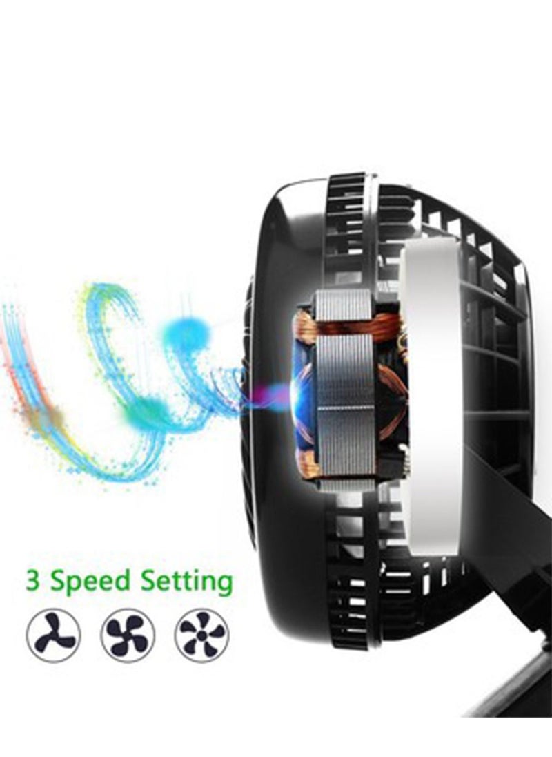 LC - Cooling Fan 360 Degree Rotation Portable with Position available; Stand, Hang & Clip  Rechargeable Battery Powered With USB Connector - Image 1