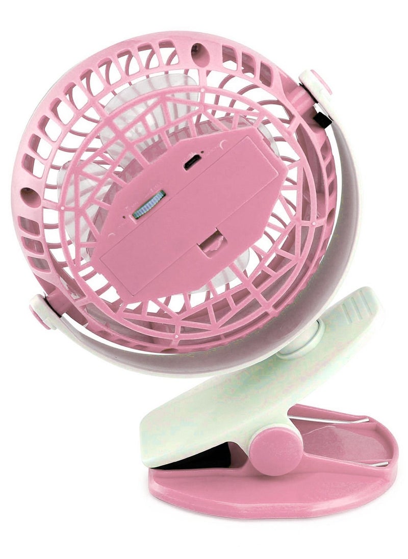 LC - Cooling Fan 360 Degree Rotation Portable with Position available; Stand, Hang & Clip  Rechargeable Battery Powered With USB Connector - Image 1