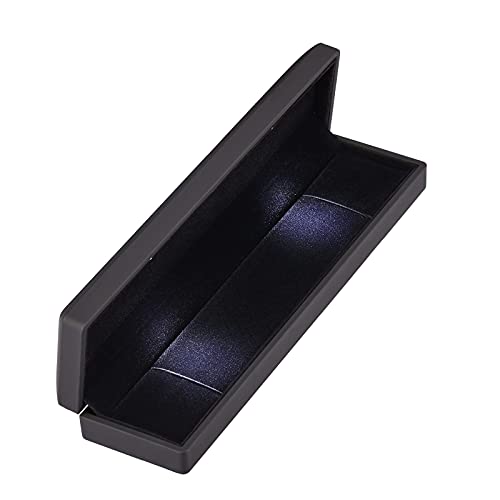 LETURE Long Chain Necklace Jewelry Gift Box Case with LED Light, Elegant Velvet Necklace Pendant Bracelet Box for Jewelry Display Wedding Engagment Valentine's Day (Black) - Image 3