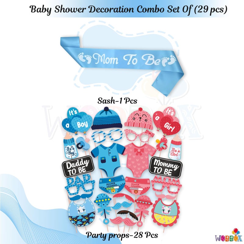 Wobbox Baby Shower Decoration Items| Baby Shower Photo Booth Props for Photoshoot, Mom to Be Satin Sash Daddy to Be Decoration, Godh Bharai Decoration Kit-(FP4862) - Image 2