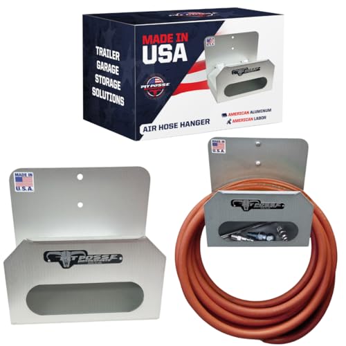 Pit Posse PP3188 Air Hose Hanger Storage Organizer - Made in USA - Enclosed Trailer Shop Garage Automotive Accessories - Aluminum Cord Cable Hose Holder - Rust Resistant (Silver) - Image 1