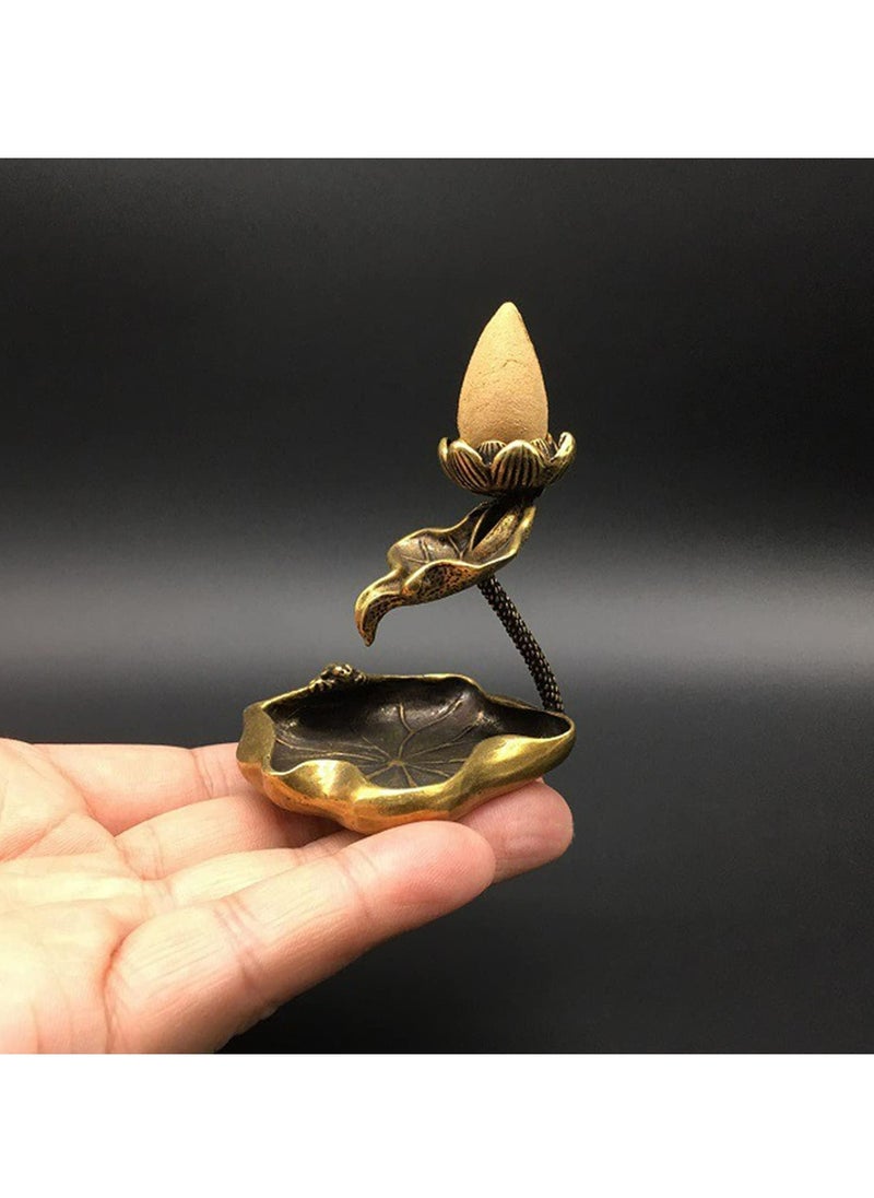 Oasisgalore Lotus Incense Holder Burner, Incense Stick Holder, Incense Holder Vintage Brass Lotus for Aromatherapy, Meditation, Yoga, Home Office Decor  - Image 1