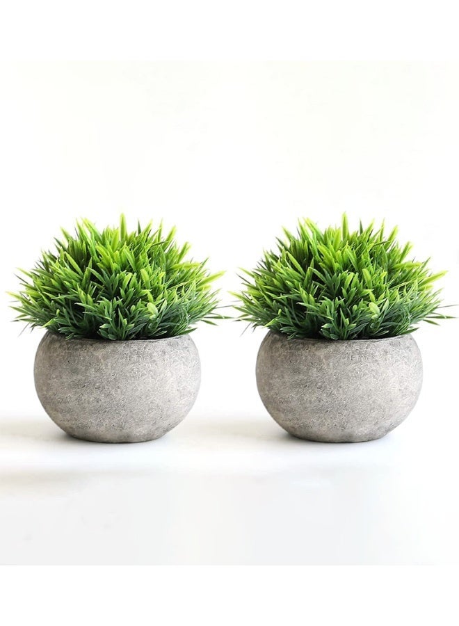 Mini Artificial Plants Set, 2 Pcs Small Fake Plants for Office Kitchen Bathroom Bedroom Mantle Shelf Living Room, Faux Plants in Pots Modern Farmhouse Plants Home Decor - Image 1