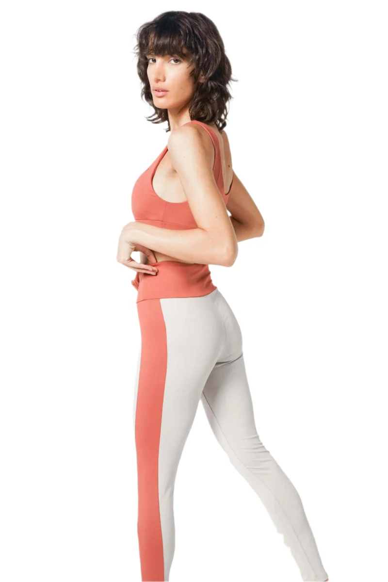 هاوس اوف سينمار Gray With Orange Strip On Sides Women'S Activewear Leggings
