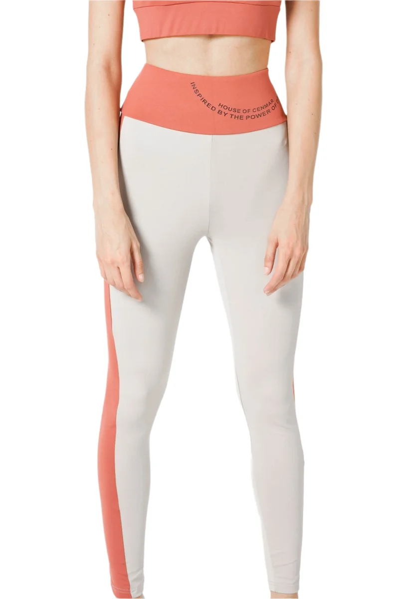 هاوس اوف سينمار Gray With Orange Strip On Sides Women'S Activewear Leggings