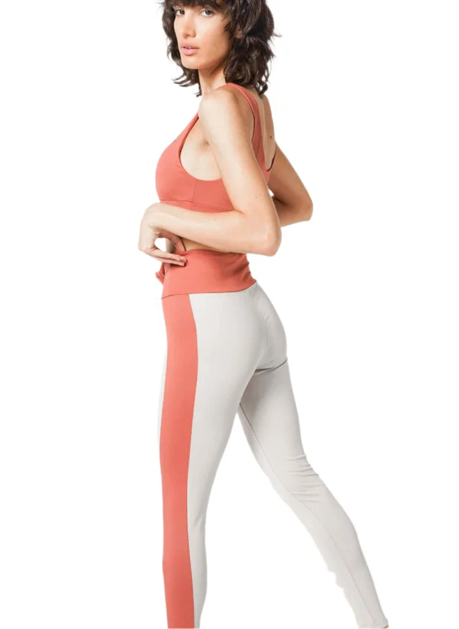House Of Cenmar Gray With Orange Strip On Sides Women'S Activewear Leggings