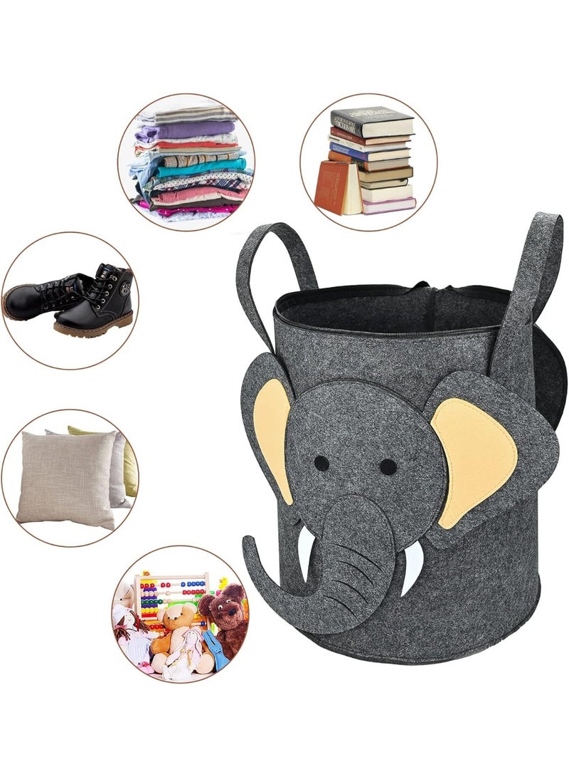 Kids Storage Basket with Lid – Felt Storage Bin for Toys and Laundry, Size 33×45 cm | Foldable, Durable Kids Storage Container with Handles | Organize Playroom, Bedroom & Nursery | Water-Resistant, Lightweight & Stylish Cartoon Design - Image 3