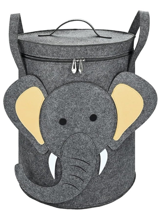 Kids Storage Basket with Lid – Felt Storage Bin for Toys and Laundry, Size 33×45 cm | Foldable, Durable Kids Storage Container with Handles | Organize Playroom, Bedroom & Nursery | Water-Resistant, Lightweight & Stylish Cartoon Design - Image 2