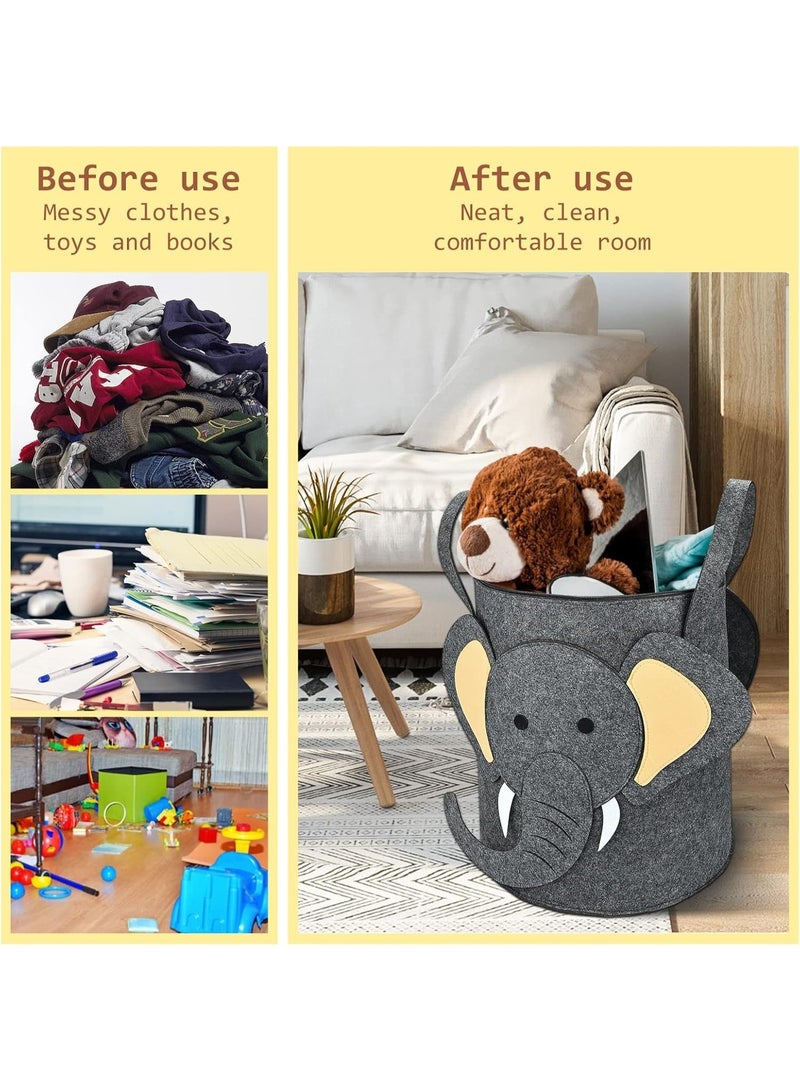 Kids Storage Basket with Lid – Felt Storage Bin for Toys and Laundry, Size 33×45 cm | Foldable, Durable Kids Storage Container with Handles | Organize Playroom, Bedroom & Nursery | Water-Resistant, Lightweight & Stylish Cartoon Design - Image 5