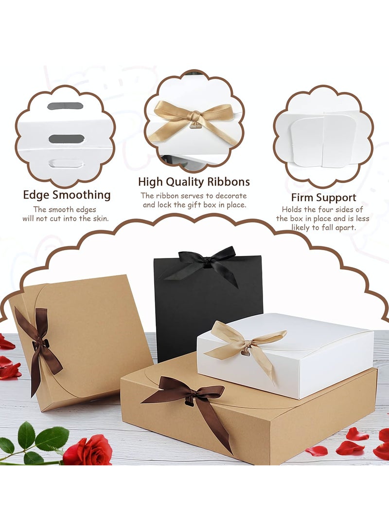 10 قطع من صناديق الهدايا مع أغطية، 16.5×16.5×5 سم، صندوق هدايا أبيض مربع الشكل، صندوق تغليف هدايا سهل التجميع، صناديق هدايا الحفلات مع شريط فيونكة لحفلات الزفاف، والتغليف، والهدايا، وأعياد الميلاد، والحفلات - Image 3