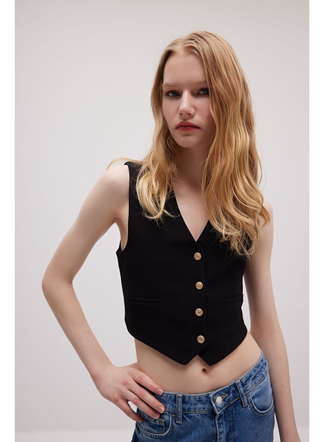 DeFacto Woman Regular Fit V Neck Sleeveless Smart Casual Vest - Image 4