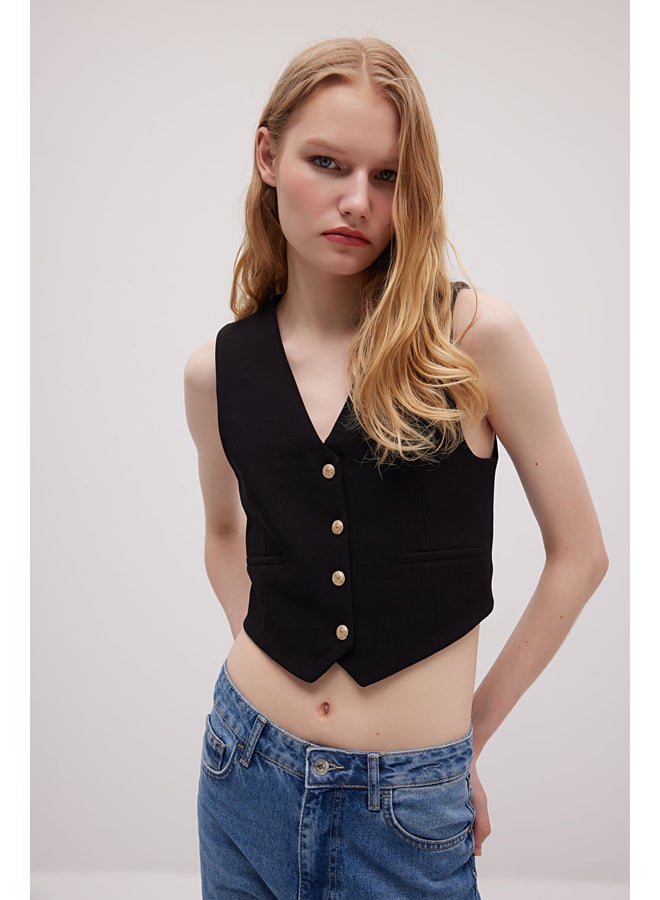DeFacto Woman Regular Fit V Neck Sleeveless Smart Casual Vest - Image 3