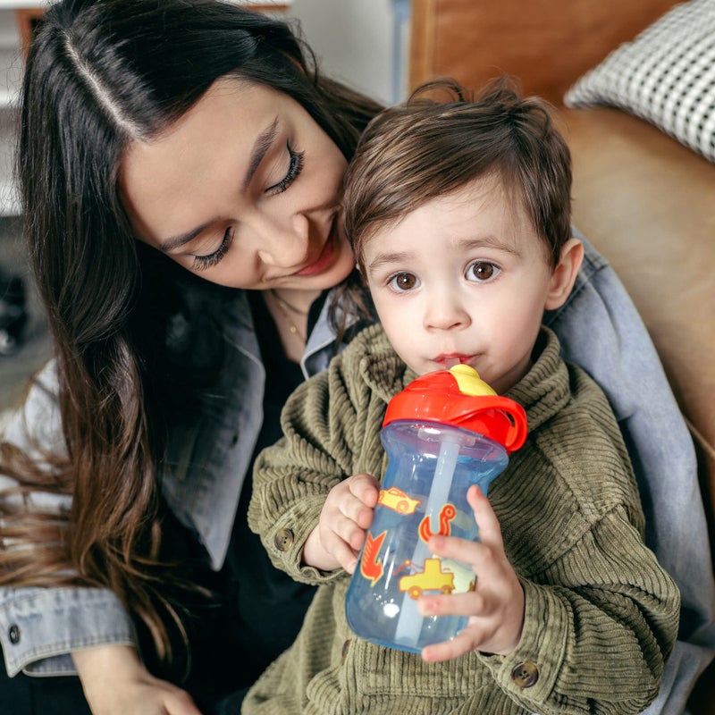 The First Years Disney/Pixar Cars Toddler Straw Cup - Spill Proof Flip Top Toddler Sippy Cups - 18 Months and Up - 10 Oz - Image 4