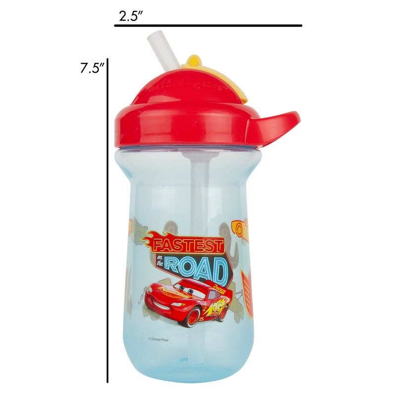 The First Years Disney/Pixar Cars Toddler Straw Cup - Spill Proof Flip Top Toddler Sippy Cups - 18 Months and Up - 10 Oz - Image 3