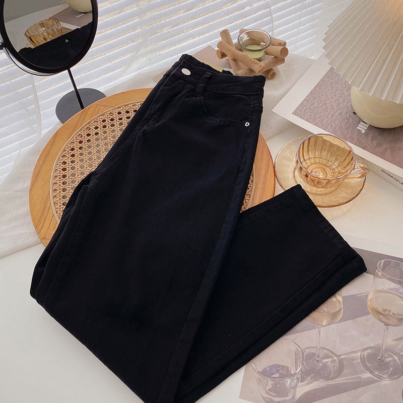 Apricot Straight Loose All-Match Fleece-Lined Daddy Jeans Women'S High Waist Internet Celebrity Cropped Radish Harem Pants - Image 5