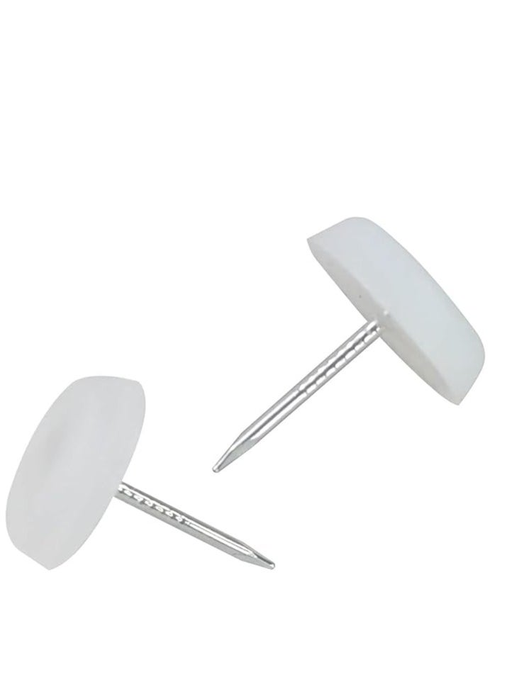 RACO Furniture Feet Nail Round Heavy Duty Nail On Anti Sliding Felt Pad for Furniture Chair Table Leg Floor Protectors Pack Of 50 White  - Image 1