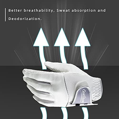 Scott Edward Golf Glove, No-Slip, Breathable, Soft, Worn on Left Hand. White/Black (X-Large, Black) - Image 5