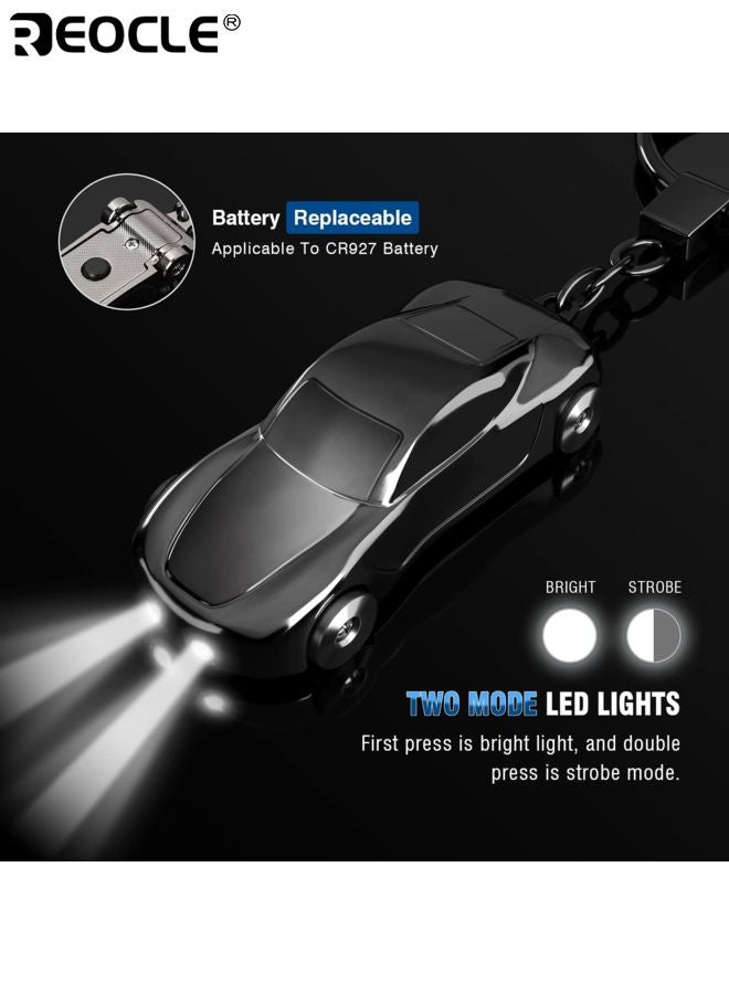 ريوكل سلسلة مفاتيح مصباح يدوي سبائك الزنك سلسلة مفاتيح السيارة مع 2 أوضاع حلقات مفاتيح LED للرجال والنساء ديكورات السيارات هدايا مثالية شخصية أزياء الإبداعية قلادة مفتاح السيارة - Image 2