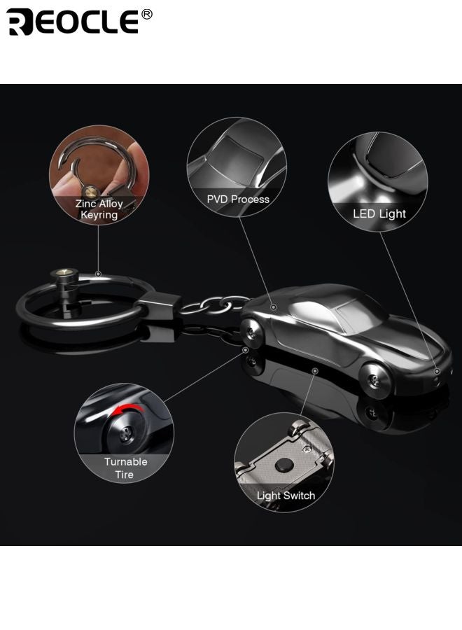 ريوكل سلسلة مفاتيح مصباح يدوي سبائك الزنك سلسلة مفاتيح السيارة مع 2 أوضاع حلقات مفاتيح LED للرجال والنساء ديكورات السيارات هدايا مثالية شخصية أزياء الإبداعية قلادة مفتاح السيارة - Image 5