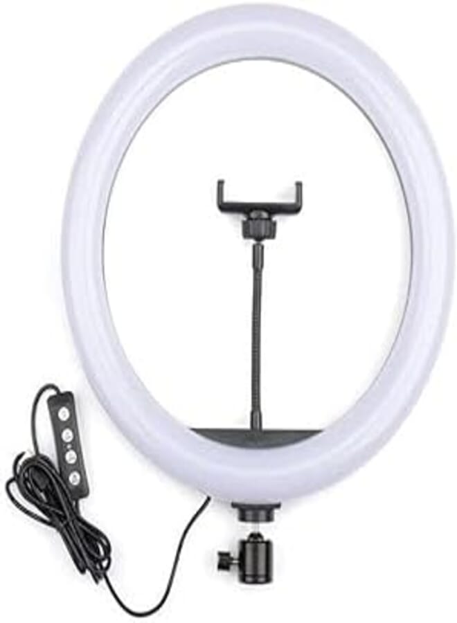 Plastic Ring Light With Four Modes And USB Cable For Mobile 32 CM - Black