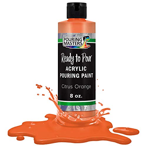 POURING MASTERS Citrus Orange Acrylic Ready to Pour Pouring Paint - Premium 8-Ounce Pre-Mixed Water-Based - for Canvas, Wood, Paper, Crafts, Tile, Rocks and More - Image 1