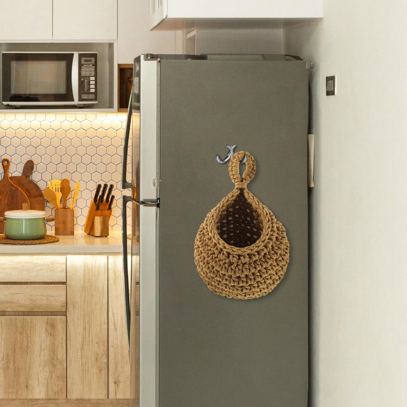 Cotton Rope Wall Hanging Basket Kitchen Storage Organizer For Fruits Vegetables - Image 5