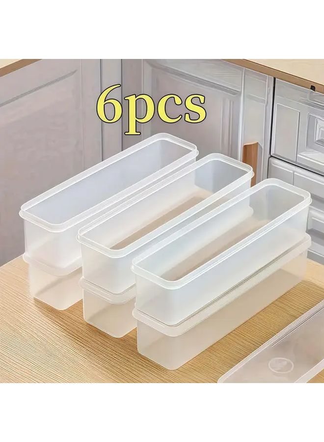 6 قطع حاويات طعام شفافة قابلة للتكديس مع أغطية سهلة التنظيف - Image 1
