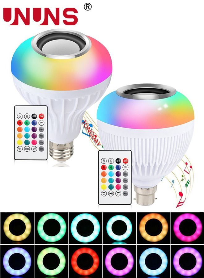 UNUNS LED Smart Bulb,2-Pack Color Changing Light Bulb With Remote And APP Control,E27 Flood Light Bulb With Bluetooth And Music Function - Image 1