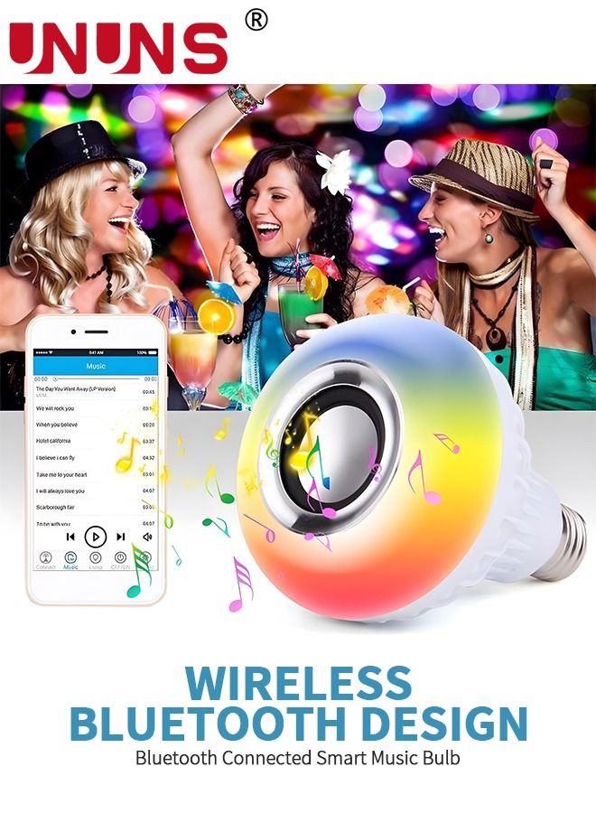 UNUNS LED Smart Bulb,2-Pack Color Changing Light Bulb With Remote And APP Control,E27 Flood Light Bulb With Bluetooth And Music Function - Image 4