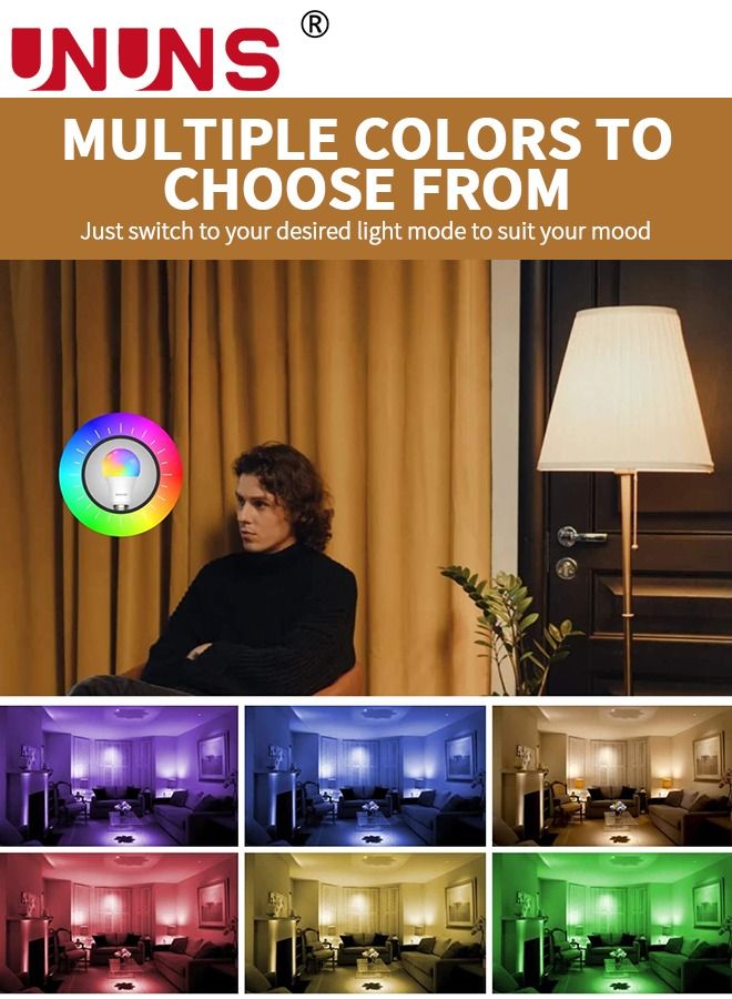 UNUNS LED Smart Bulb,2-Pack Color Changing Light Bulb With Remote And APP Control,E27 Flood Light Bulb With Bluetooth And Music Function - Image 5