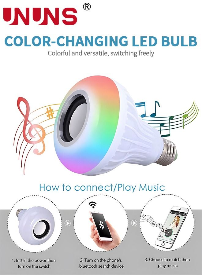 UNUNS LED Smart Bulb,2-Pack Color Changing Light Bulb With Remote And APP Control,E27 Flood Light Bulb With Bluetooth And Music Function - Image 2
