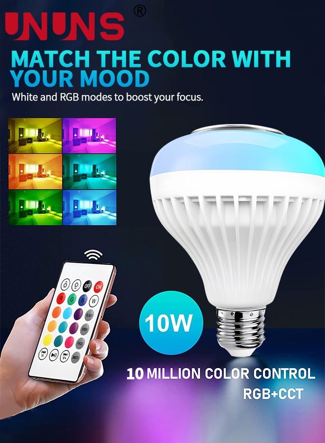UNUNS LED Smart Bulb,2-Pack Color Changing Light Bulb With Remote And APP Control,E27 Flood Light Bulb With Bluetooth And Music Function - Image 3