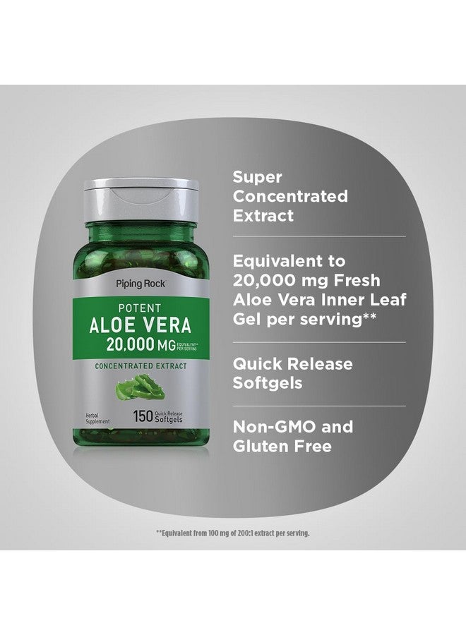 Piping Rock Aloe Vera Capsules 20000mg | 150 Softgels | Concentrated Extract Supplement | Non-GMO, Gluten Free - Image 4