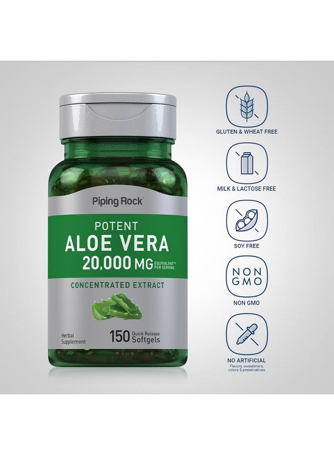 Piping Rock Aloe Vera Capsules 20000mg | 150 Softgels | Concentrated Extract Supplement | Non-GMO, Gluten Free - Image 3