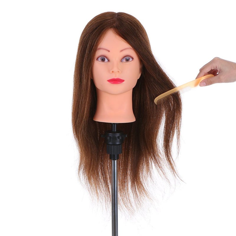 ZJchao Mannequin Head, Mannequin 24 Inch Real Human Mixed with Synthetic Fiber Training Head, Hairdressing Tool with 1 Hairdressing and 1 Holder for for Styling - Image 3