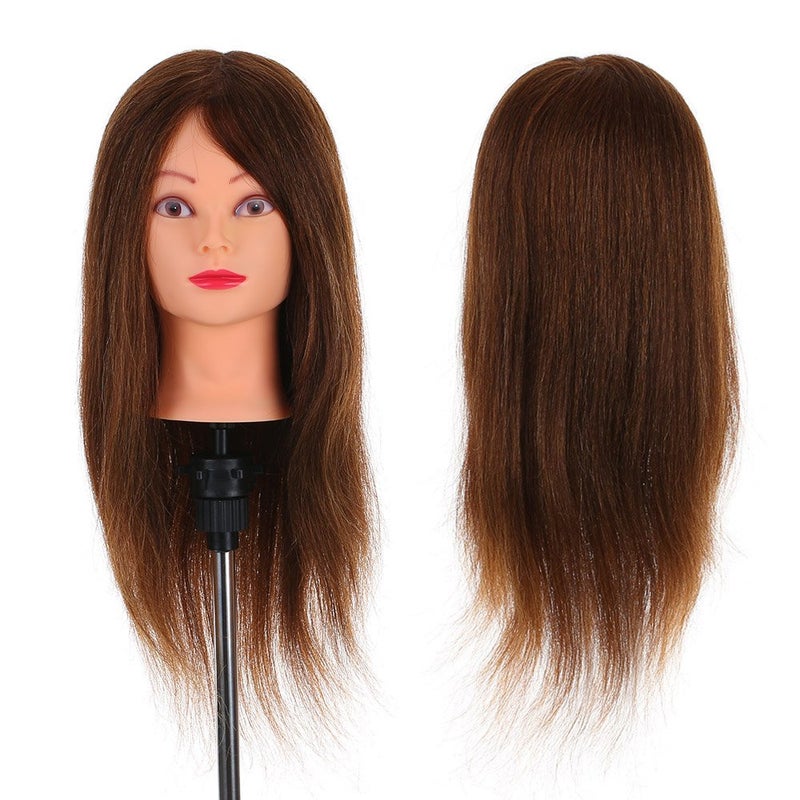 ZJchao Mannequin Head, Mannequin 24 Inch Real Human Mixed with Synthetic Fiber Training Head, Hairdressing Tool with 1 Hairdressing and 1 Holder for for Styling - Image 1