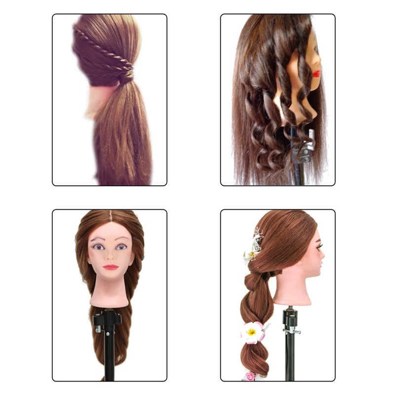 ZJchao Mannequin Head, Mannequin 24 Inch Real Human Mixed with Synthetic Fiber Training Head, Hairdressing Tool with 1 Hairdressing and 1 Holder for for Styling - Image 4