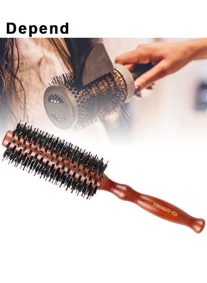 Depend Round Brush For Blow Drying, Boar Bristle Round Hair Brush With Wooden Barrel, Volume, Styling, Curling And Curly, Wavy, Thick Or Thin Hair On Men And Women - Image 4