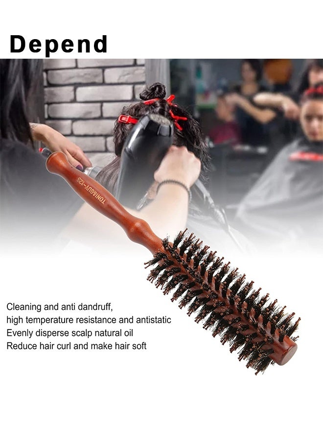 Depend Round Brush For Blow Drying, Boar Bristle Round Hair Brush With Wooden Barrel, Volume, Styling, Curling And Curly, Wavy, Thick Or Thin Hair On Men And Women - Image 5