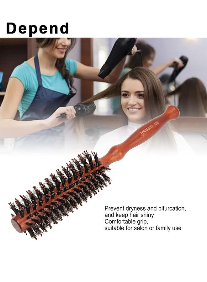 Depend Round Brush For Blow Drying, Boar Bristle Round Hair Brush With Wooden Barrel, Volume, Styling, Curling And Curly, Wavy, Thick Or Thin Hair On Men And Women - Image 3