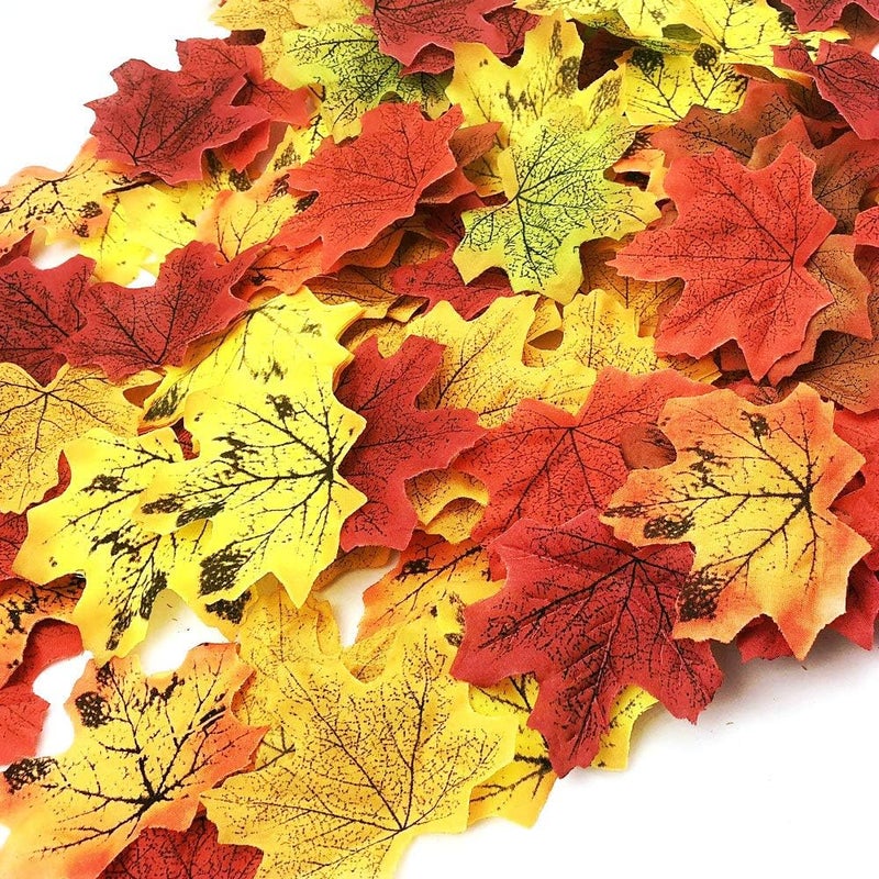CODE FLORIST 200 Pcs Fall Artificial Maple Leaves for Thanksgiving,Weddings Decorations,Festival Events - Image 2