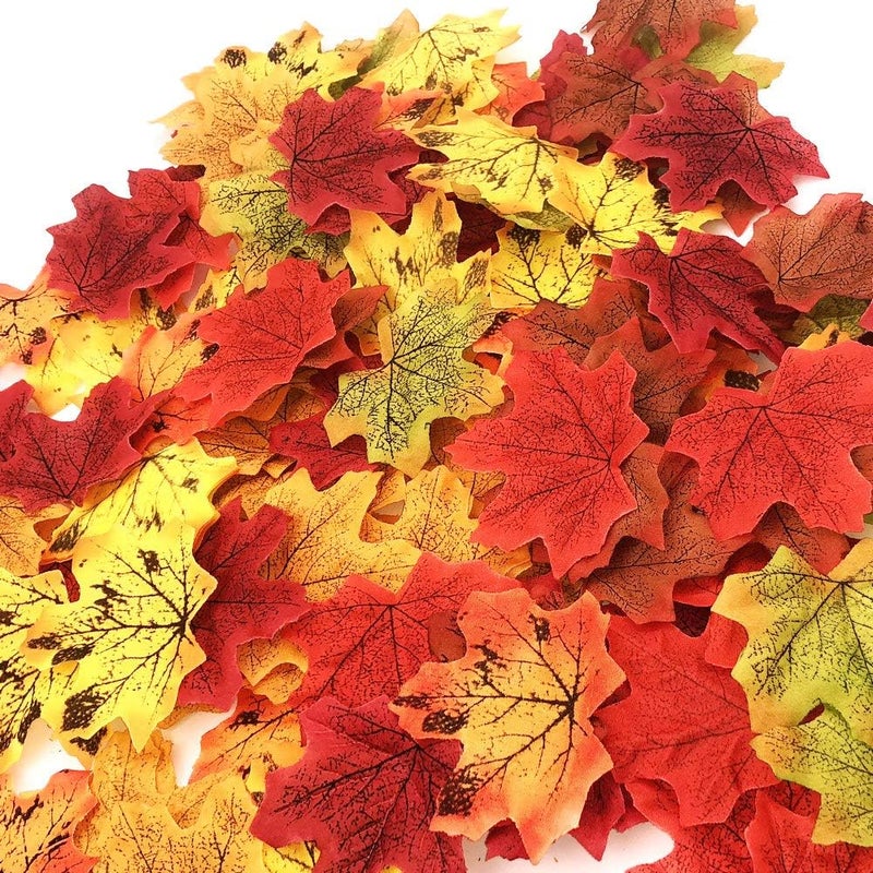 CODE FLORIST 200 Pcs Fall Artificial Maple Leaves for Thanksgiving,Weddings Decorations,Festival Events - Image 1