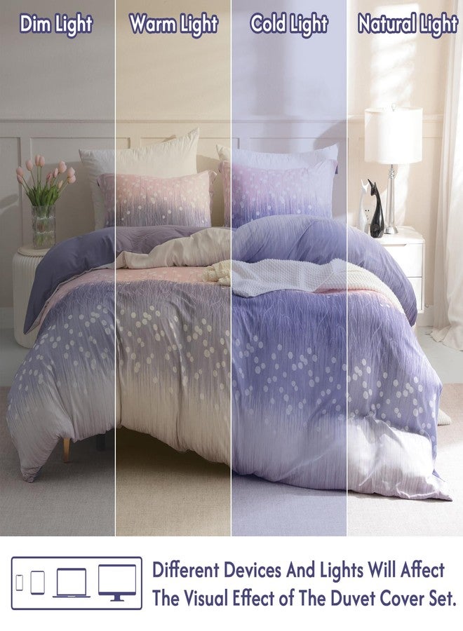 LONAVA Blossom Twilight King Size Duvet Cover Set - 3-Piece, Gradient and Floral Abstract Design, 100% Brushed Microfiber, OEKOTEX Certified - Image 5