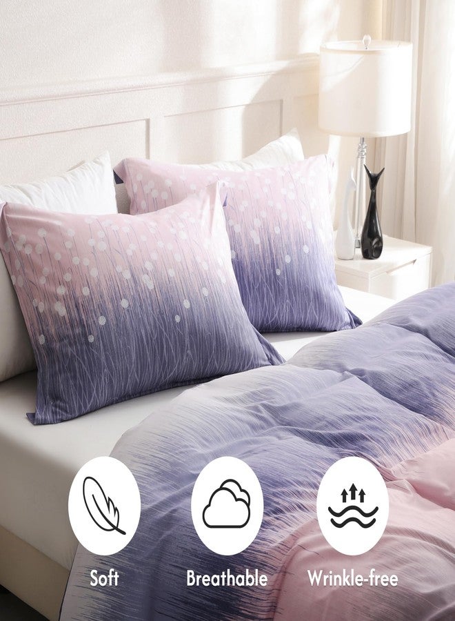 LONAVA Blossom Twilight King Size Duvet Cover Set - 3-Piece, Gradient and Floral Abstract Design, 100% Brushed Microfiber, OEKOTEX Certified - Image 3