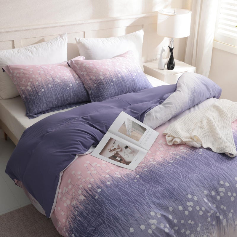 LONAVA Blossom Twilight King Size Duvet Cover Set - 3-Piece, Gradient and Floral Abstract Design, 100% Brushed Microfiber, OEKOTEX Certified - Image 1