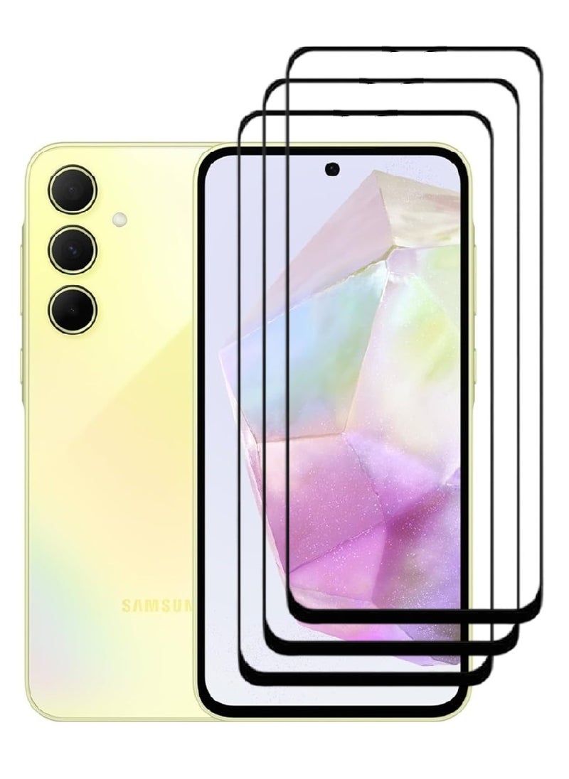 AINA 3 Pieces Tempered Glass Screen Protector 5D Designed For Samsung Galaxy A35 Full Glue Edge to Edge Full Screen Coverage And Bubble Free - Image 1